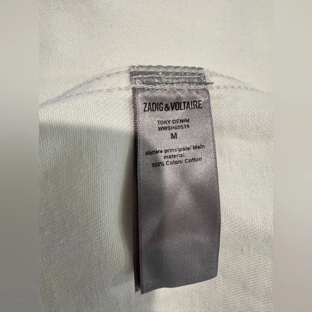 🤍Zadig & Voltaire🤍Toky White Denim Ruffle Shirt, M - Picture 12 of 13